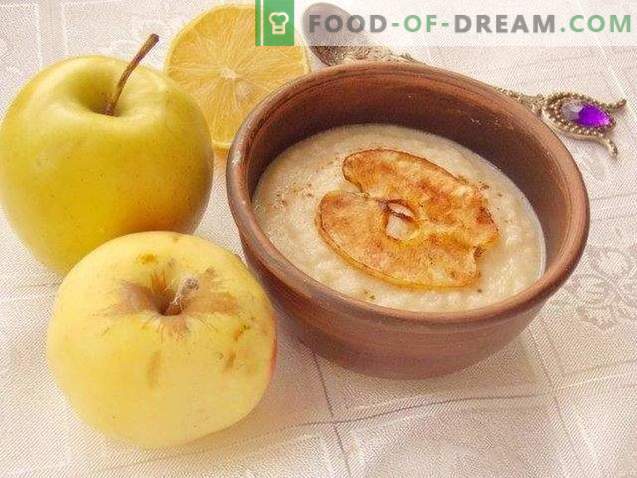 Десерт от ябълкова супа с чипс от ябълка