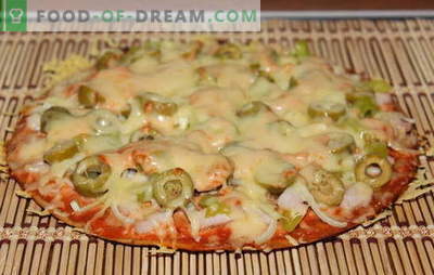 Une recette de pizza sans levure est intéressante! De nombreuses recettes pour faire des pizzas sur une pâte sans levure - choisissez!