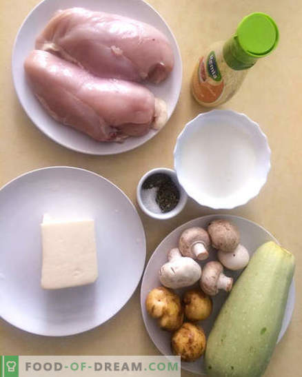 Пилешки гърди в кремаво сирене със зеленчуци - рецепта със снимки