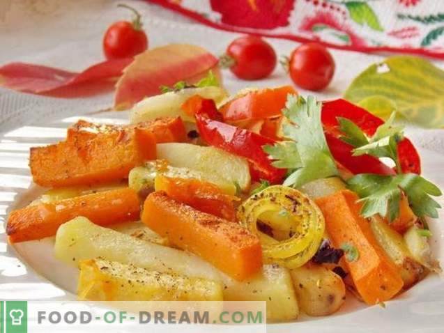 Печени картофи с тиква и зеленчуци