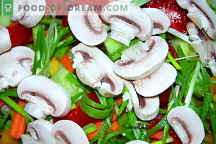 Salāti ar sēnēm - labākās receptes. Kā pareizi un garšīgi gatavot sēņu salātus.