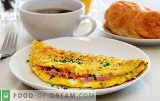 Омлет с наденица в тиган - обикновена закуска. Рецепти за омлет в тиган с наденица и сирене, домати, бекон, зеленчуци