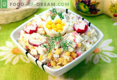 Salat mit Krabbenfleisch - die fünf besten Rezepte. Wie man richtig und lecker einen Salat mit Krebsfleisch zubereitet.