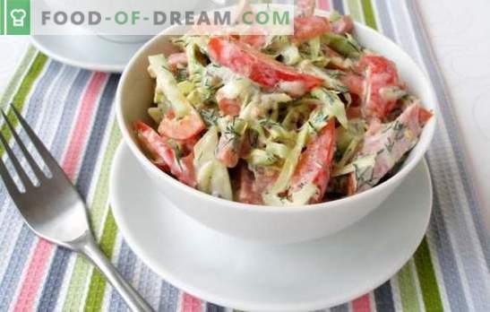 Салата с краставица и наденица - приготвена с вкус! Рецепти за салати с краставици и колбаси: подхранващи, леки, пластове, диетични