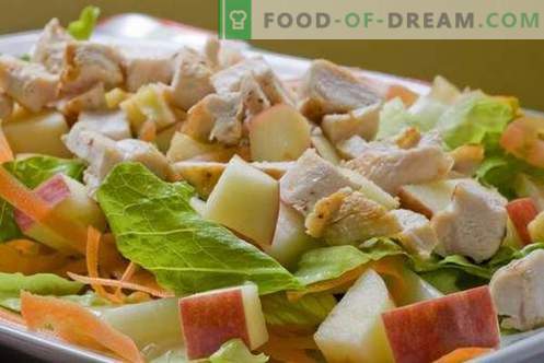 Пилешки и ябълкови салати са най-добрите рецепти. Как да правилно и вкусно да се подготви салата от пиле с ябълки.