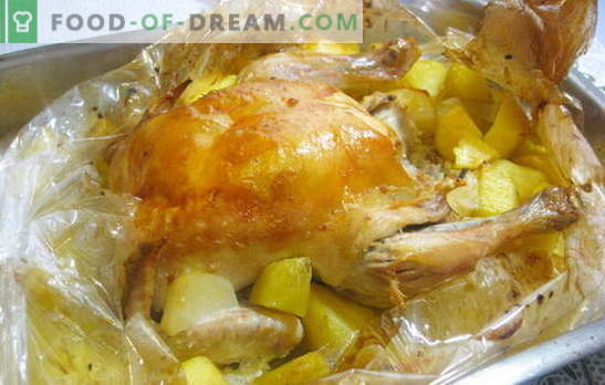 Пиле в ръкав с картофи във фурната е супер лесно! Рецепти на пиле в ръкава с картофи във фурната и цели парчета