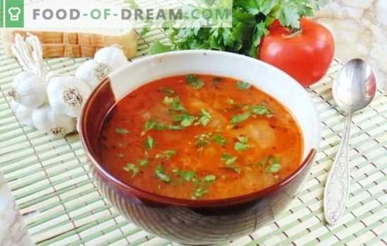 Kharcho Lean Soup - skanus ir be mėsos! Kvapnios liesos sriubos kharcho receptai su ryžiais, pomidorais, adjika, baziliku, riešutais