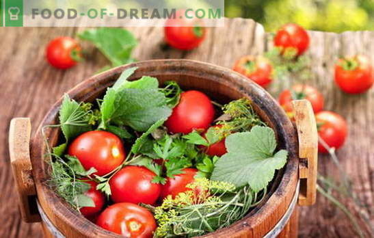 Зелено и червено, вкусът е прекрасен, солени домати в бъчва за зимата. Различни начини за събиране на домати в цевта за зимата