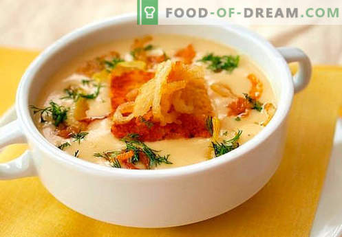 Супа сметана - най-добрите рецепти. Как правилно и вкусно да готвя супа от сирене.