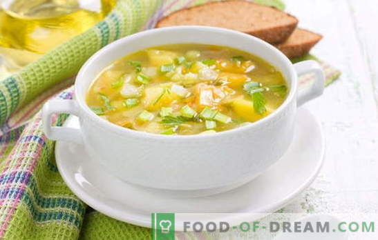 Готварска супа без месо: ядене без допълнителни калории. Супи от гъби, зеле и сметанов грах без месо