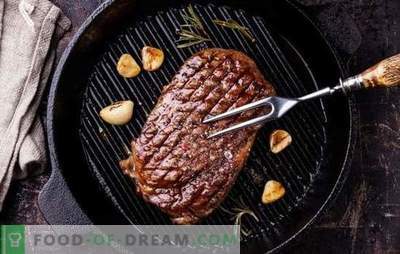 Het vlees in de grillpan is heerlijk, net als in de natuur! Geheimen van sappig vlees op de grillpan: rund, varken, lam, kip