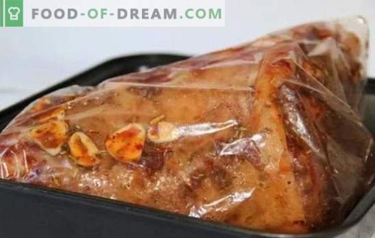 Свински джолан, запечен в пещта в ръкава - замяна на колбас. Печете свинска джолан в ръкава във фурната: на бира, със зеленчуци