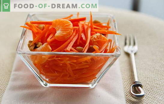 Салата от моркови - прости рецепти за слънчеви закуски! Обикновено салата от моркови с месо, ябълки, ядки, зеленчуци