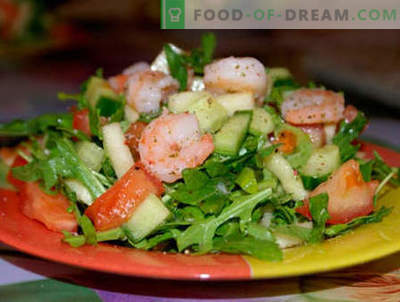 Salads with arugula and shrimp - the five best recipes. How to properly and deliciously prepare salads with arugula and shrimp.