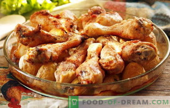 Пилешки пръчици с картофи в пещта са любими рецепти. Готвене на пиле с картофи във фурната по различни начини