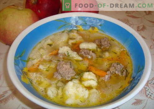 Супа с кнедли - най-добрите рецепти. Как правилно и вкусно да се готви супата с кнедли.