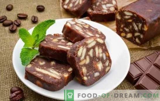 Шоколадови бисквити: Рецепта стъпка по стъпка. Варианти на шоколадова наденица от бисквити с ядки, стафиди, ликьор