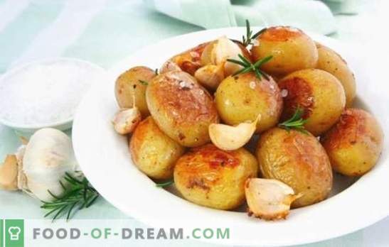 Картофи с чесън - задоволителни и здрави. Възможности за готвене за любимите картофи на всеки с чесън